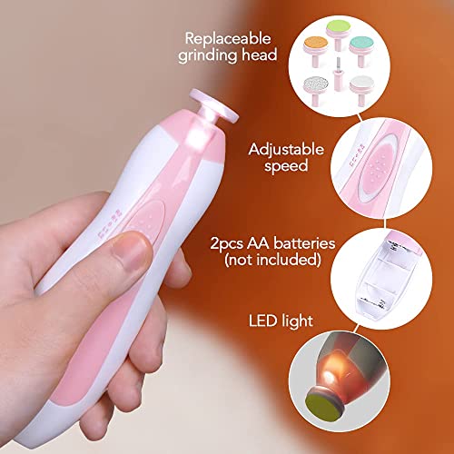 Image of H HANUMANT Enterprise Baby Nail Trimmer Electric Safe Baby Nail Clippers, Manicure Set, Trim Polish Grooming kit for Newborn Toddler or Adults Toes Fingernails, Pink