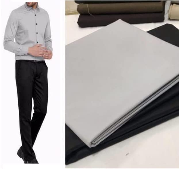 Image of Pri & Su CottLinns Combo of cotton shirt and trouser fabric unstitched DESIRE (grey -90009)