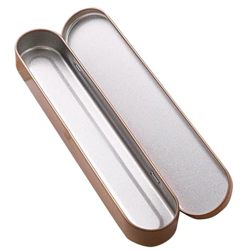 Image of STORE 2508 4Pcs Empty Hinged Metal Box with Removable Sponge for Fountain Pens Ballpoint Pens Pencils Stationary Cutlery Candies Art & Craft Jewellery Nail Art Makeup Pen Drives (Gold)
