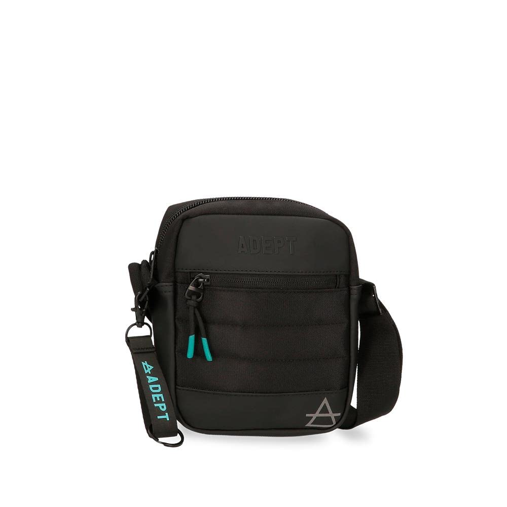 ADEPT joumma bags,s.l Dmas Messenger Bag Black 15 x 19.5 x 6 cm Polyester and PU, Black/White, Crossbody bag