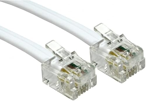 Consoletronic® 1 Metre ADSL Cable - RJ11 1M Adsl Cable Gold Plated Contact Pins/High Speed Internet Broadband/Router or Modem to RJ11 Phone Socket or Microfilter (White, 1 Metre)