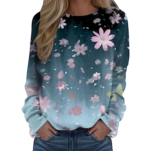Sweat imprimé floral magique réactif thermique coupe ample et col rond confortable