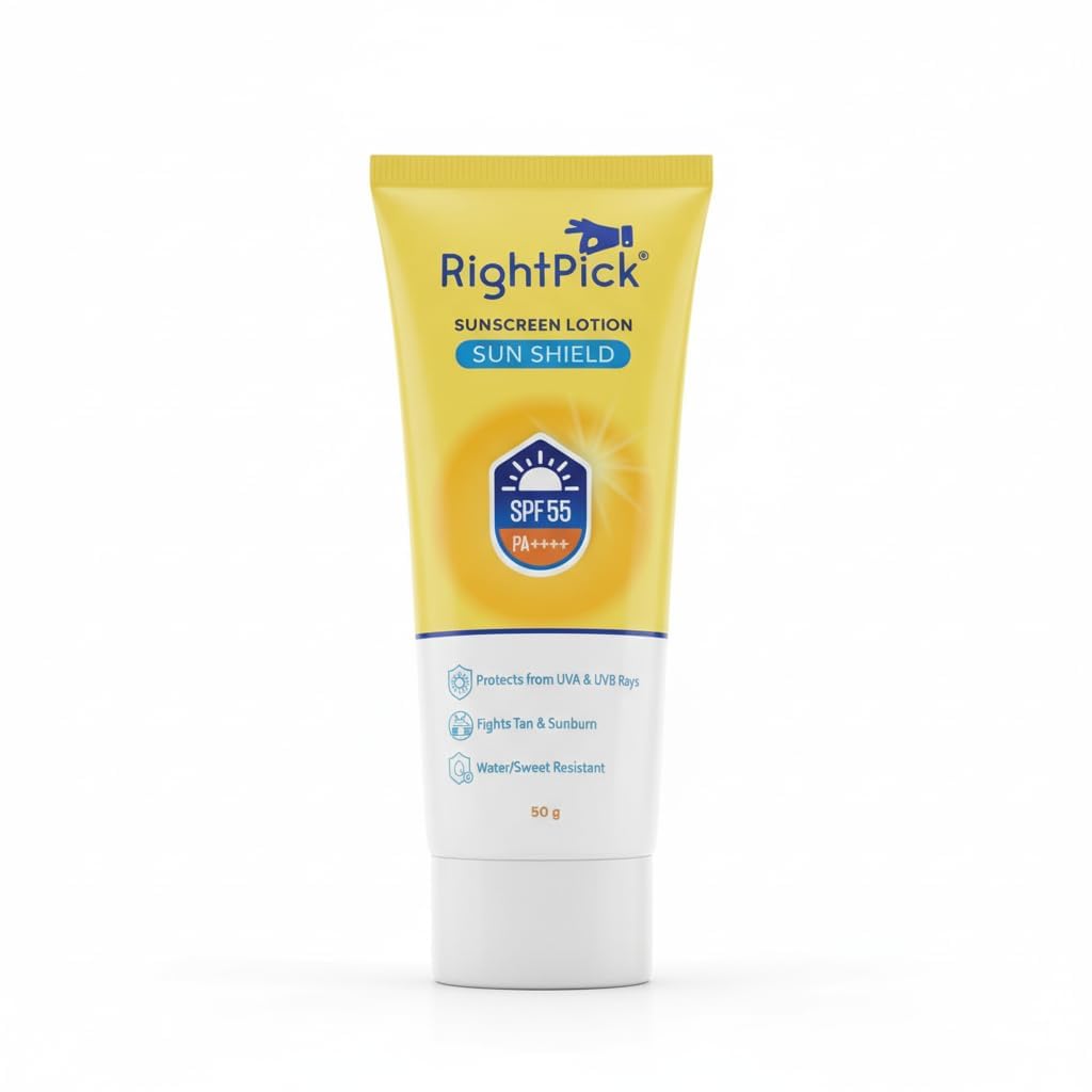 Right-Pick Sunscreen Lotion SPF 55 PA+++ | Broad Spectrum UVA & UVB Protection | Water-Resistant Daily Sun Care Lotion | 50g-image-45