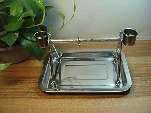 Image of Litewood Bird Perch Stand Stainless Steel Table Rack with Feeder Cups Tray for Budgie Parakeet Cockatiel Conure Finch
