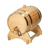 Holzfass 'Timber' 5 l - kleines Weinfass mit Zapfhahn, Beutel und Bock - dekoratives Fass für Whisky, Wein und Schnaps - Geschenkidee für Vatertag, Geburtstag & Weihnachten, Farbe:natur
