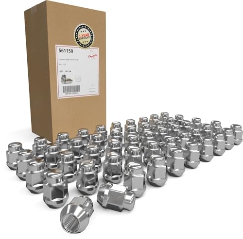 Image of Wheel Accessories Parts 100 Pcs M12x1.75 12x1.75 Thread Bulge Acorn 1.38 inch 35mm Long Lug Nuts Chrome 13 /16 inch 21mm Hex Fits Any Vehicle with 12mm 1.75 Threads and Steel Wheel