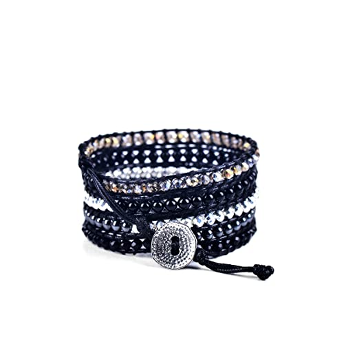 Spirit Wrist Reilly Wrap Beaded Bracelets – Boho Bracelets For Women & Men – Silver + Black Hematite Bead Bracelet – Handmade In Bali Women’s & Mens Bracelet – Great Gift For Women & Men #TOP17