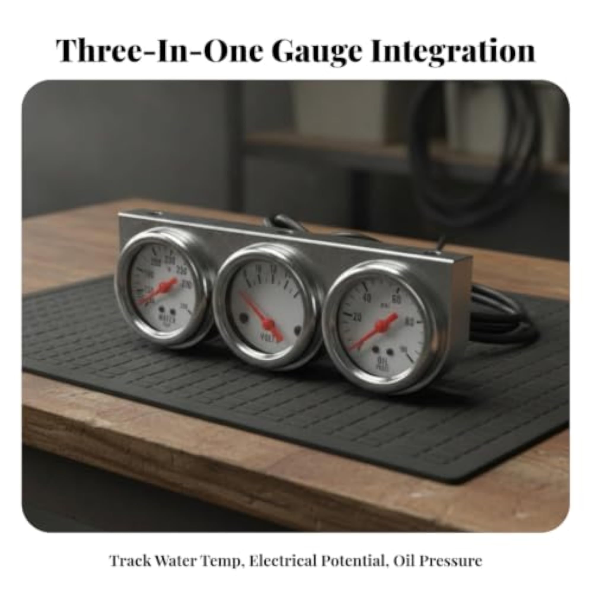 52mm Oil Pressure Water Temp Voltmeter Set, Chrome Bezel