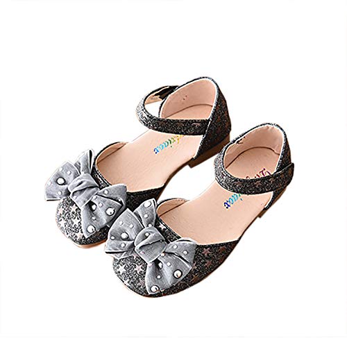 N/P Joeupin Girls Bow Dress Sandals Mary Jane Flats Wedding Party Princess Shoes Black