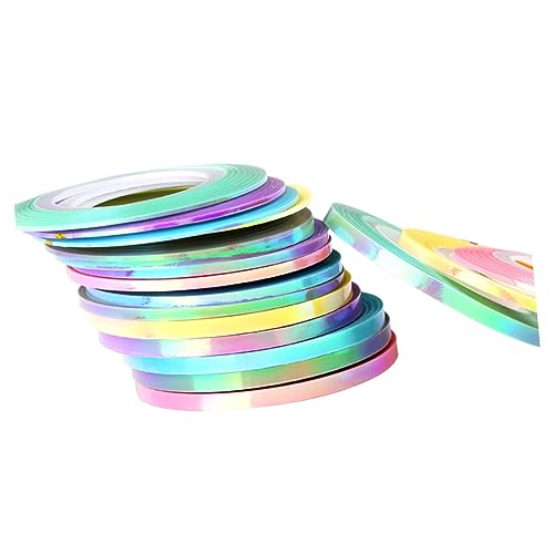 FOMIYES Nail Art Strips Holographic Embellishments 18 Rolls Nail Sticker Tape for Women