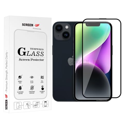 Image of ScreenUp Tempered Glass For Apple iPhone 14 - Ultra Clear, 9H Scratch Resistant, Full Coverage, Easy Install Screen Protector