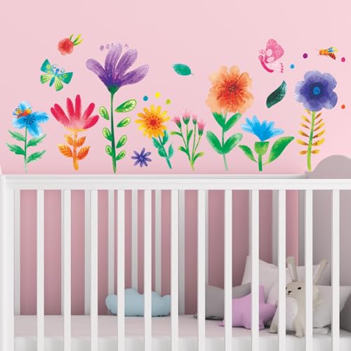 Vinilos Decorativos de Flores Acuareladas para Pared 134x53 cm miniatura 2