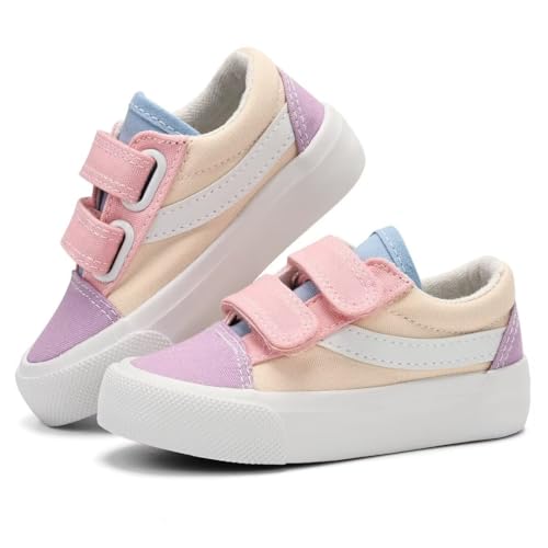 JUDIS Kids Fashion PU Shoes Dual Adjustable Hook and Loop Casual Sneakers for Girls