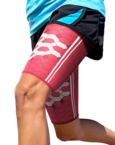 Image of Sparthos Thigh Compression Sleeves (Pair) - Quad and Hamstring Support - Upper Leg Sleeves for Men and Women - Made from Innovative Breathable Elastic Blend - Anti Slip