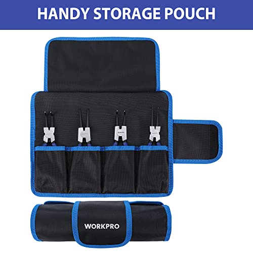 Workpro 4-Piece Snap Ring Pliers Set, 7-Inch Internal And External Circlip Pliers Kit With Straight And Bent Jaw, For Ring Remover Retaining, Storage Pouch Included #TOP3