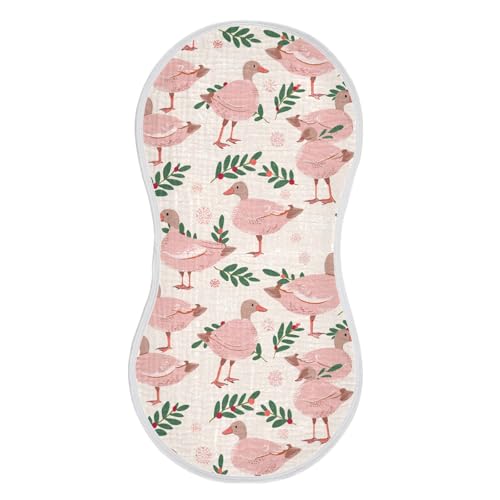 Cute Winter Light Pink Playful Mallard Duck Cotton burping Cloths for Babies Soft Touch washcloth for Gender Neutral Set of 2, 22x11in2