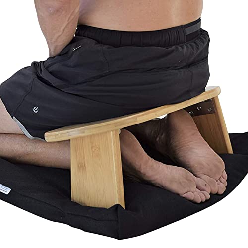 オリジナル瞑想ベンチ、竹、旅行に便利 (44.5x19x17cm)、完璧な膝立ちスツール人間工学に基づいた竹製ヨガベンチ