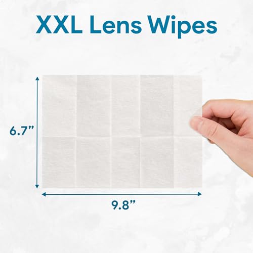 XXL Lens Wipes, 50 Count - 9.8\"x6.7\" Eye Glasses Cleaner Wipes for Lenses, Watches, Display Screens, and More - Cleans and Shines - Quick Drying, No Smear with Isopropyl Alcohol - Thumbnail 3