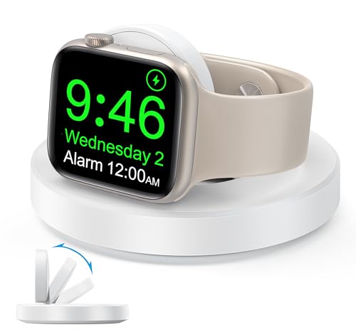Apple Watch Ladestation, Magnetischer iWatch-Ladehalter, Tragbares Ladegerät Mini Apple Watch, für Apple iWatch 9/Ultra 1 2/SE/8/7/6/5/4/3/2, Series 38/40/41/42/44/45mm (Weiß)
