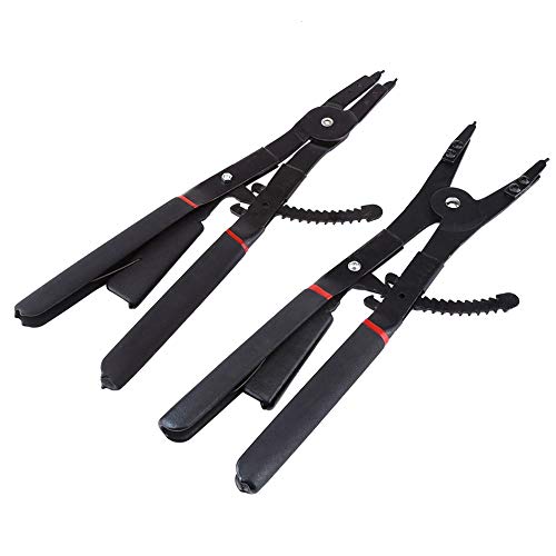 Acouto Snap Ring Pliers Set 16" Universal Steel Circlip Pliers Snap-Ring Pliers Tool Set Retaining Ring with Replacement Tips