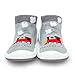 Komuello Boy Baby Toddler Pull Up First Walker Non Slip Soft Cotton Premium Sock Shoes - Light Grey Train, Size 7 (135mm, 18-24 months)