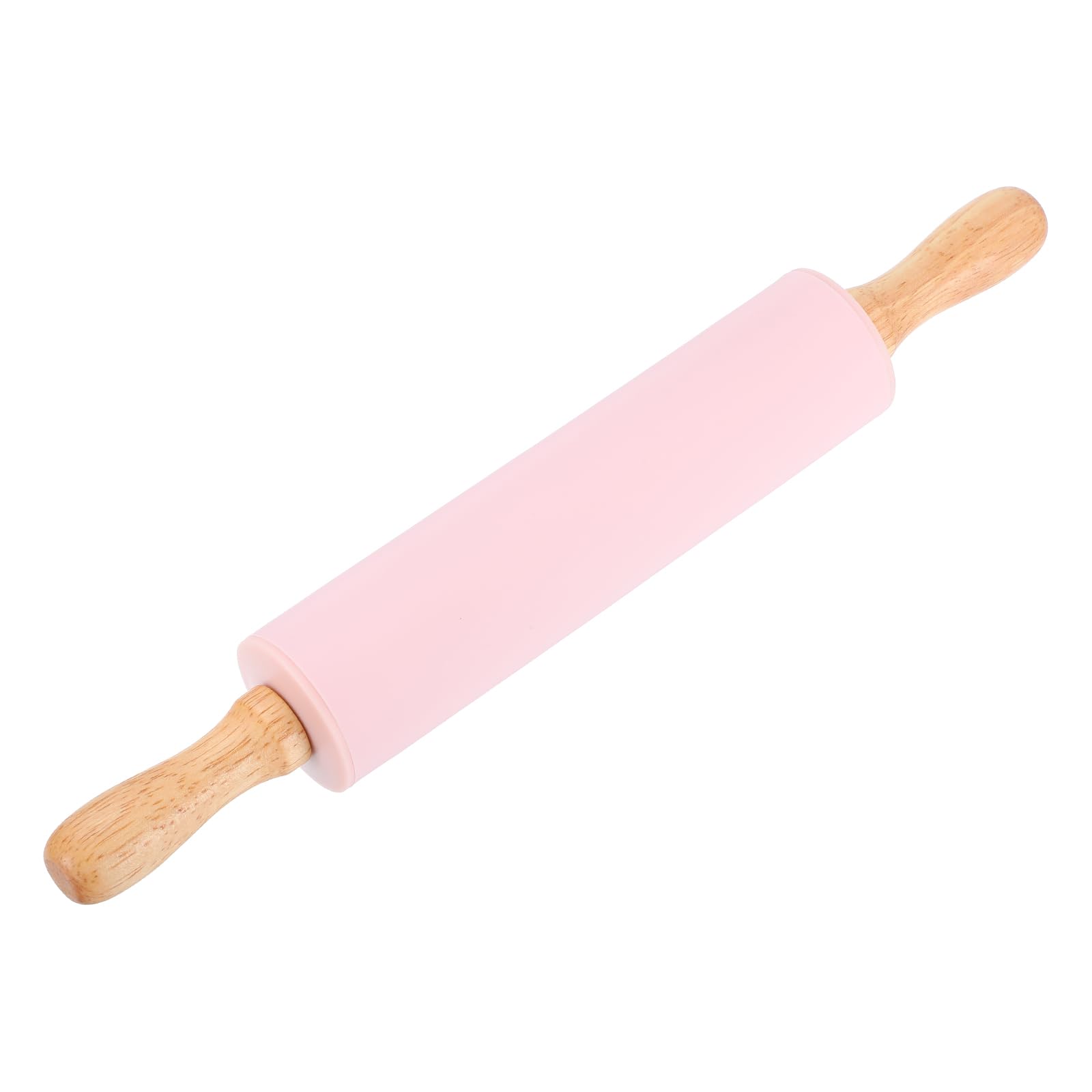 sourcing map Rolling Pins for Baking, 12 Inch Silicone Non-Stick Rolling Pin Baking Roller Wooden Handle for Home Kitchen Dough Cookies Pastry, Pink