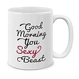 MUGBREW Love Valentine Couples Good Morning You Sexy Beast Ceramic Coffee Mug Tea Cup, 11 OZ