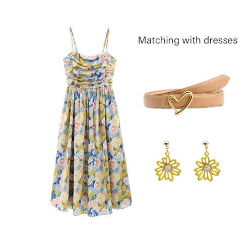 COTIM COYIN Women's Love Heart Buckle Adjustable Thin Leather Belt Skinny Waist Belts for Jeans Dress Pants4