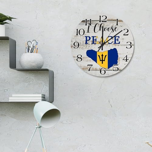 Horloge murale drapeau Barbade sans tic-tac pendule rustique