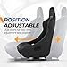 Auto Dynasty Pair of Racing Seat Universal Woven Fabric Vinyl Reclinable Bucket Seats with Bottom Mount Sliders For 4 Point Harness, 36