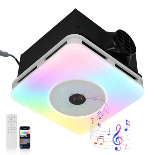 LuoVoy 4-in-1 Bathroom Exhaust Fan with Bluetooth Speaker & LED RGB Light