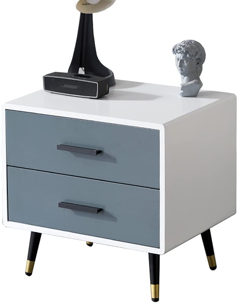 HJYBFA Simplicidad Moderna Madera Maciza 2 cajones Decoración de cabecera con Patas de Metal No es Necesario Instalar 40/45/50 cm (Tamaño: 45x35x49cm, Color: C) Decoración