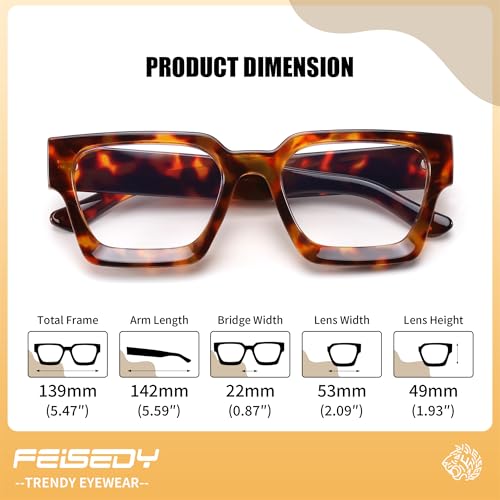Image of FEISEDY Retro Blue Light Blocking Glasses for Women Men 90s Classic Rectangle Frame Thick Chic Computer Eyeglasses B2383R