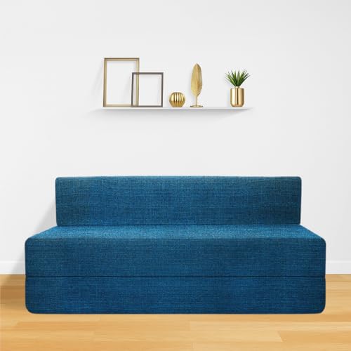 Image of CELLBELL Comfy Sofa Cum Bed 5x6.25 Feet | Foldable Dual Use Couch Bed with Soft Cushions, Washable Fabric Cover & Sturdy Frame | Space Saving Modern Design for Living Room, Bedroom & Guest Use (Teal)