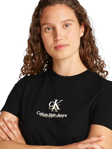 Calvin Klein Damen T-Shirt Kurzarm Shadow Graphic Tee Regular Fit, Schwarz (Ck Black), S – Ansicht 3