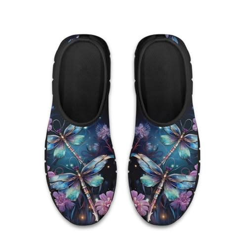 Butterfly Dragonfly Flower Print Women's Slip on Shoes Loafer Mesh Running Shoes Nurse Walking Sneakers Memory Foam Casual Sock Shoes for Camping2