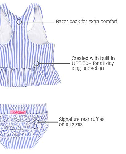 Image of RuffleButts Girls UPF50+ Sun Protection One Shoulder Ruffle Tankini Two Piece Swimsuit