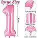 Pink Number 1 Balloon 40 Inch, Big Large Foil Helium Number Balloons, Jumbo Giant Mylar Number 1 Balloons for 1st first Birthday Party Decorations Supplies Anniversary Celebration
