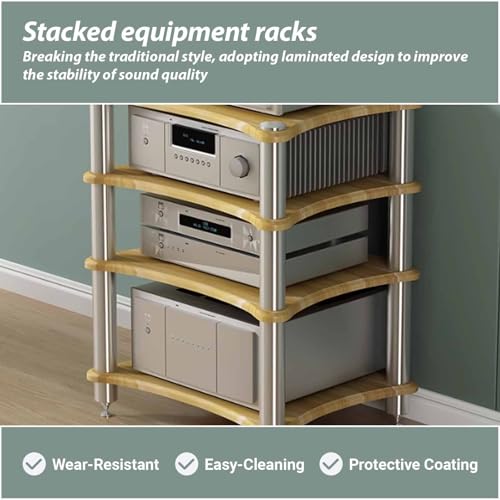 Soporte AV portátil negro de 4 niveles con patas ajustables para equipos 7