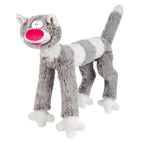 FANCY Lange Katze Kuscheltier 83cm groß Plüsch Nackenkissen Seitenschläferkissen Katze Spielzeug Kinder und Erwachsene (grau)