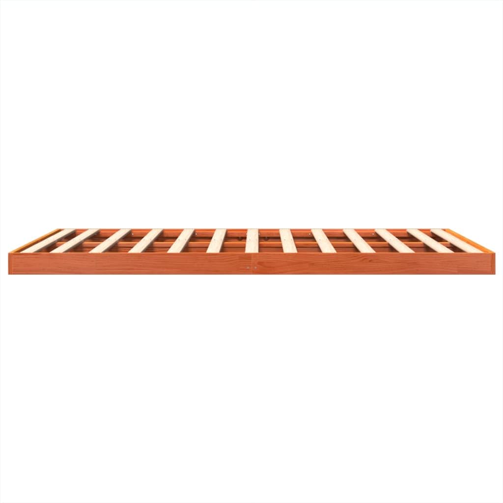 vidaXL Massivholzbett, Holzbett Bett für Schlafzimmer, Bettgestell Bettrahmen mit Lattenrost, Doppelbett Modernes Design, Wachsbraun 160x200cm Kiefer