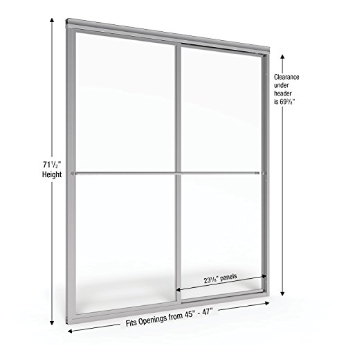 Basco Deluxe Framed Sliding Shower Door, Fits 45-47 Inch Opening, Auqaglidexp Clear Glass, Silver Finish #TOP1