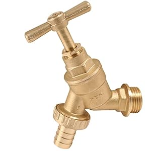 RMTL Outdoor Tuinkraan Slang Union Bib Tap 1/2″ BSP met Compressie Wandplaat Elleboog, Door De Muur 15mm Koperen Buis (Enkele Bib Tap)