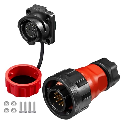 CNLINKO YM-24 Conector Industrial Impermeable IP68 Conector Circular Diseño Militar Conector PBT Shell Conector Aeronáutico M24 Brida Receptáculo (12 Pines)