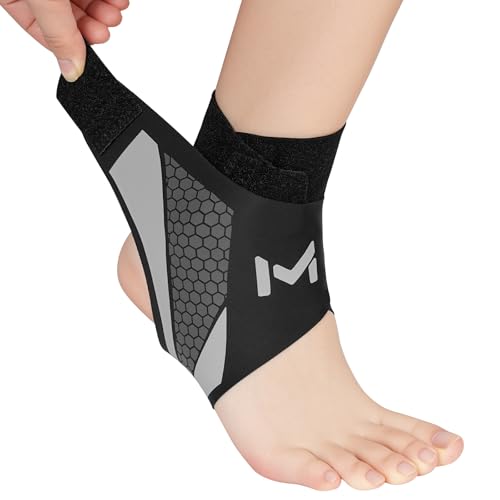Beugo Ankle Support Brace, Adjustable Ankle Brace Wrap Strap for Women & Men, Breathable Foot Support, Compression Sleeve for Sports, One Size (Blackish-Gray)