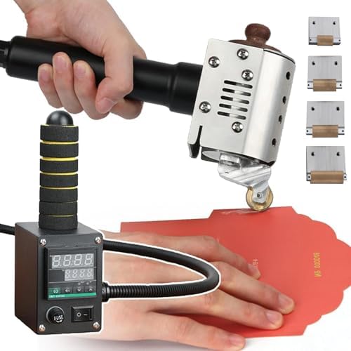 Commercial Hot Melt Glue Roller - Handheld Adhesive Dispenser with 4 Glue Rollers, Adjustable 50-220℃ Temperature, Perfect for Leather Packaging, 150ml Capacity