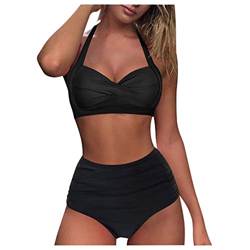 cinnamou Strandbikini Damen Bikini Oberteil Beach Bikini Neckholder Beach Swimsuit High Waist Strandkleidung Zweiteilige Badeanzug Boardshorts Verband Bikini Top Wassersport Schwimmhose