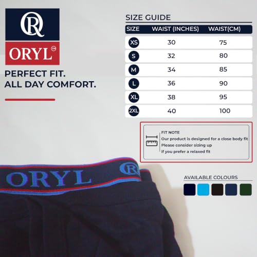 Image of ORYL Men's 100% Cotton Solid Boxer Briefs | Soft Comfort Waistband | Functional Fly | Breathable Everyday Underwear | Pack of 2
