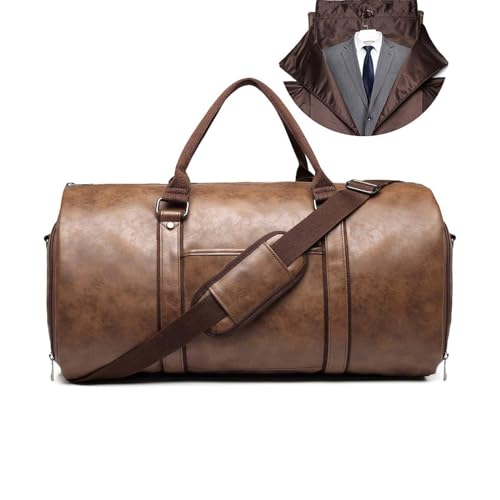 Suit Storage Bag Garment Duffle Bag for Convertible Garment Bag with Shoe Pouch for Travel, Business(Brown)