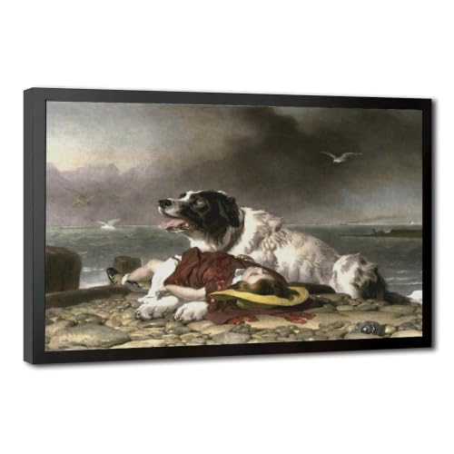 Toile St Bernard Edwin Landseer Cadre Suspendu pour Habiller Facilement un Petit Mur